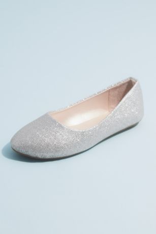 silver ballet flats wide width