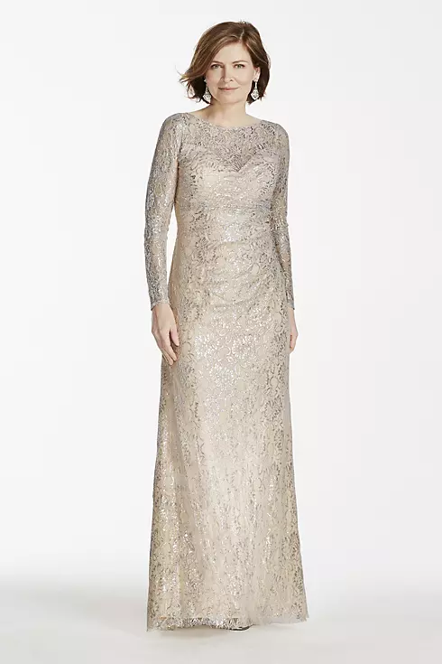 Long Sleeve Metallic Lace Dress Image 1