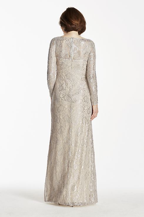 Long Sleeve Metallic Lace Dress Image 4