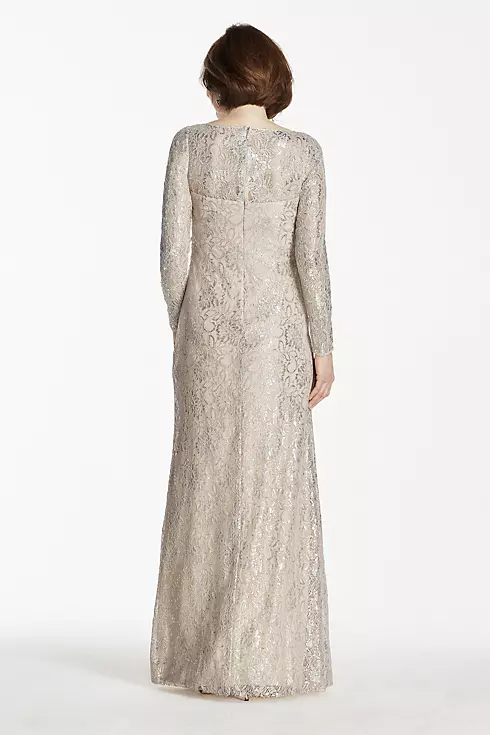 Long Sleeve Metallic Lace Dress Image 2