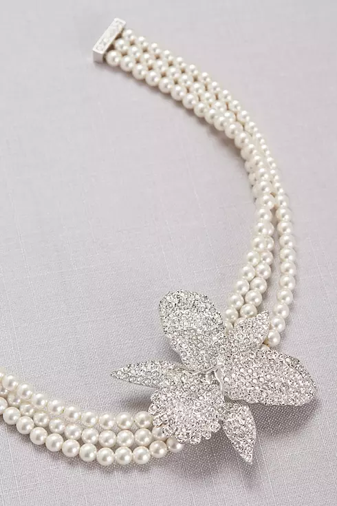 Pearl Choker with Pave Crystal Orchid Image 2