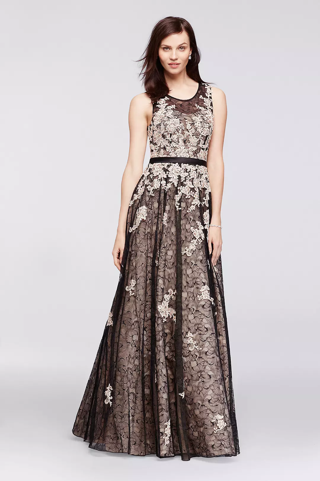 Sleeveless Lace Ball Gown with Illusion Neckline Image