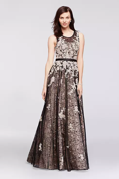Sleeveless Lace Ball Gown with Illusion Neckline Image 1