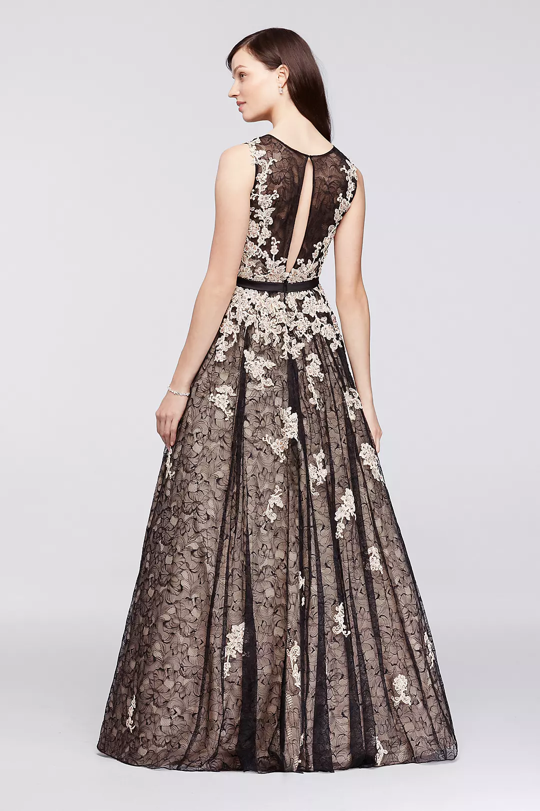 Sleeveless Lace Ball Gown with Illusion Neckline Image 2