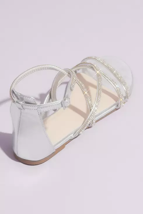 Crystal Embellished Metallic Flat Sandals Image 2