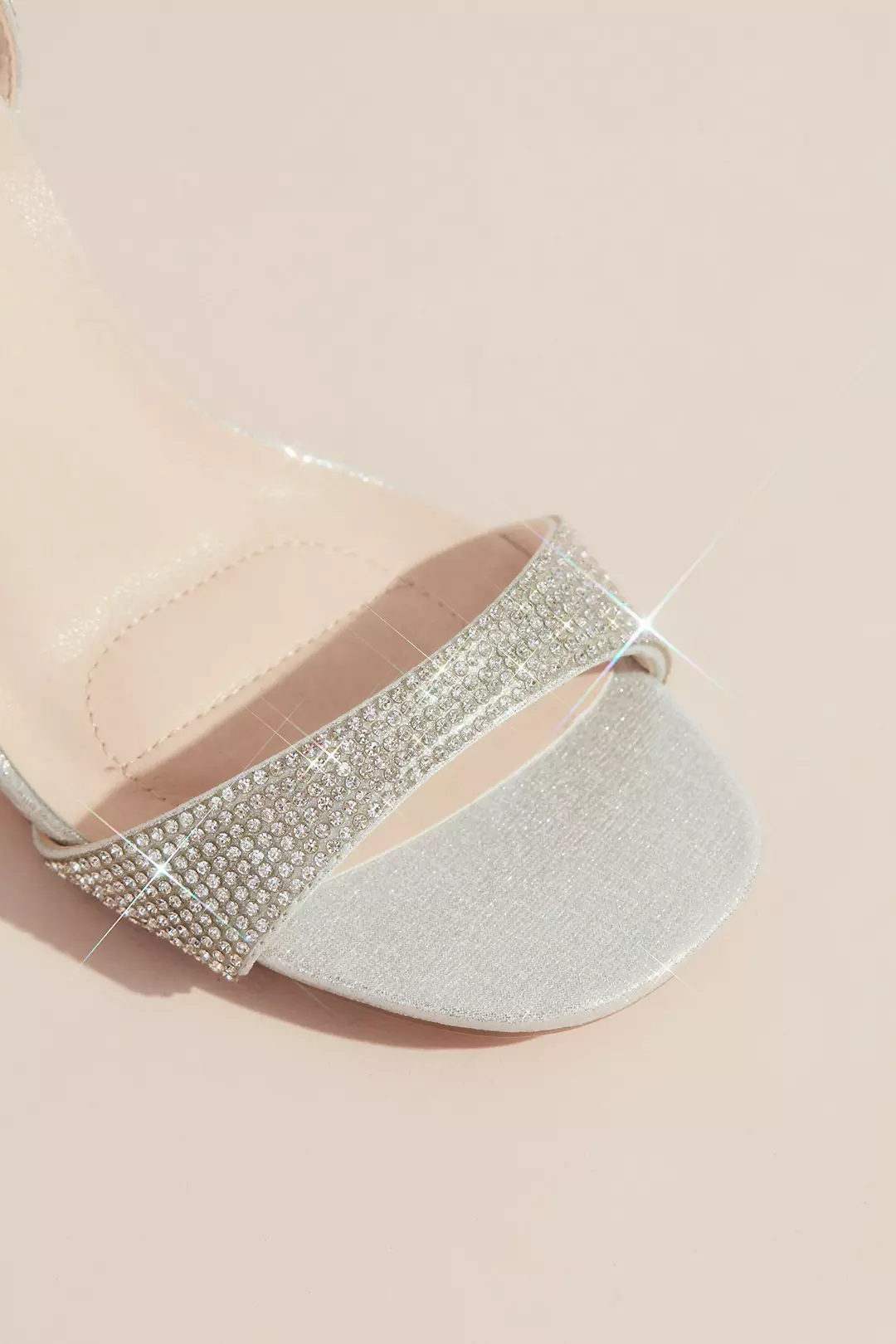 Sparkly Minimalist Ankle Strap Block Heel Sandals Image 3