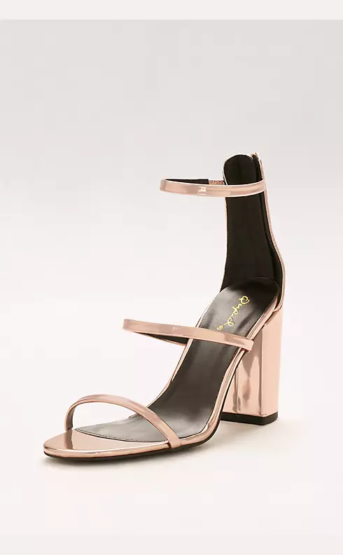 Metallic Strappy Block Heel Sandals Image 1