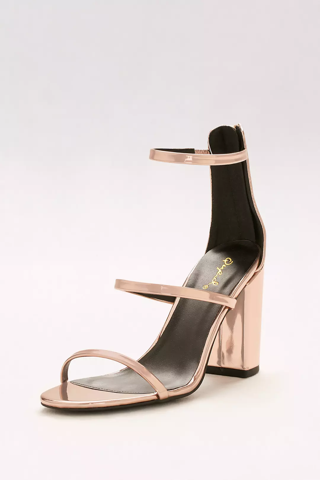Metallic Strappy Block Heel Sandals Image