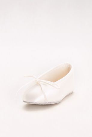 Touch Ups White Flowergirl Shoes (Girls Dyeable Satin Ballerina Flats)