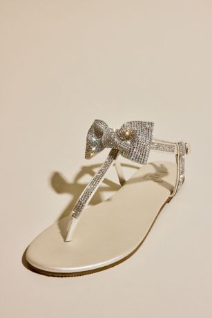 Rhinestone Bow Thong Sandals