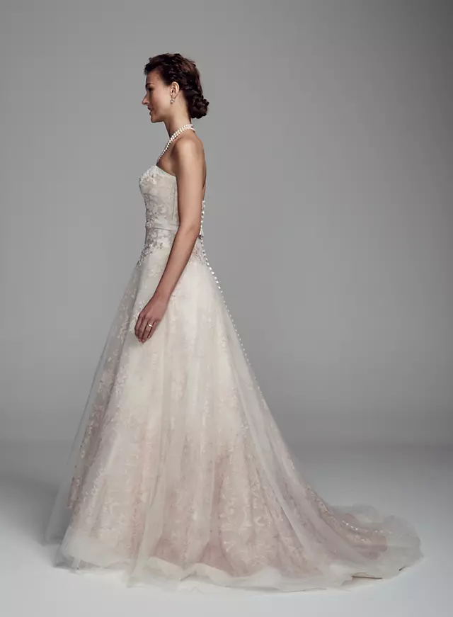 As-Is Organza Ball Gown with Embroidered Applique  Image 3