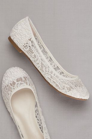 David's Bridal White (Crochet Ballet Flats)