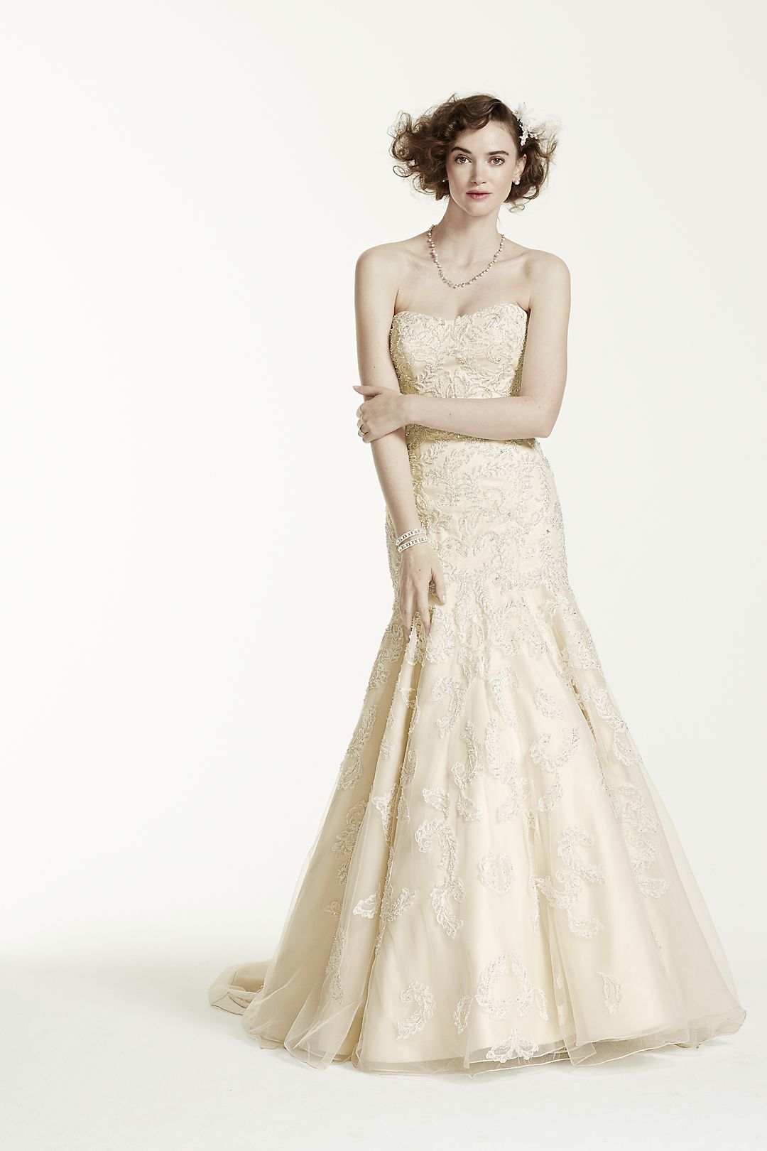 As-Is Strapless Trumpet Gown with Beaded Details Image 1