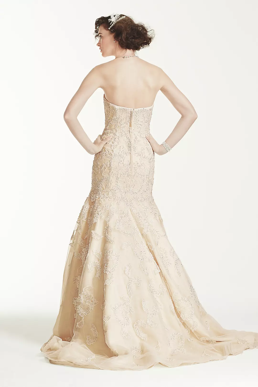 As-Is Lace and Beaded Trumpet Wedding Dress Image 2