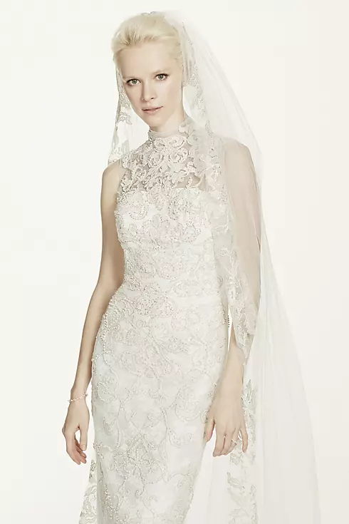 Oleg Cassini High Neck Lace Wedding Dress Image 6