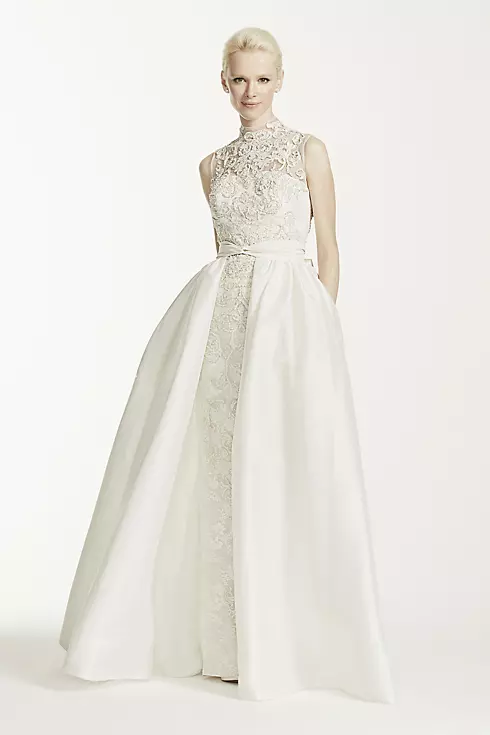 Oleg Cassini High Neck Lace Wedding Dress Image 1