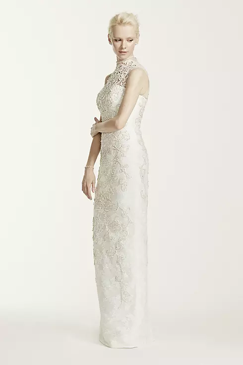 Oleg Cassini High Neck Lace Wedding Dress Image 5
