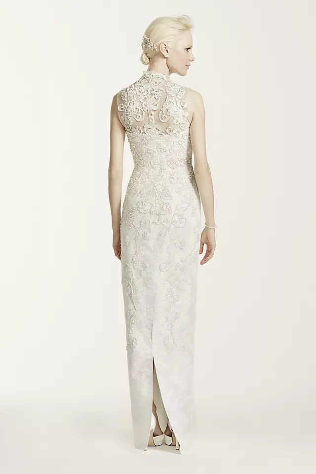 Oleg Cassini High Neck Lace Wedding Dress Image 3