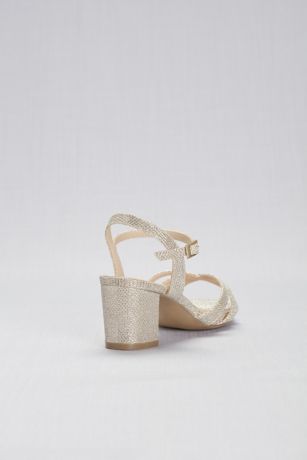 Glitter Metallic Block Heel Wide Width Sandals | David's Bridal