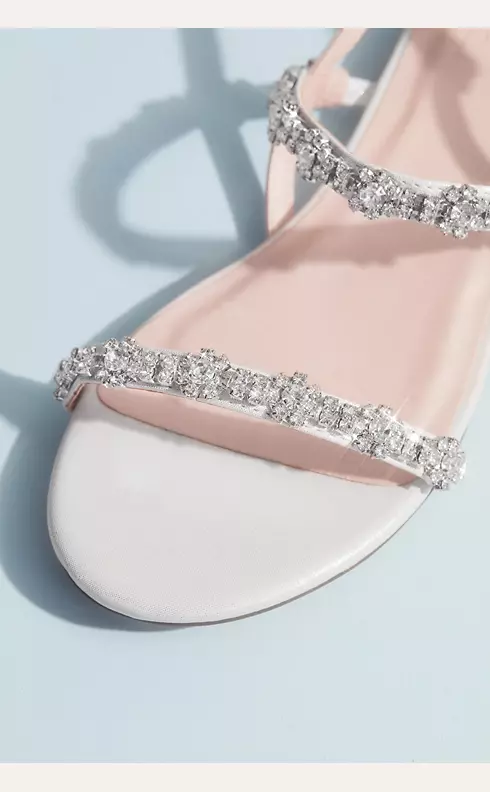 Satin and Crystal Quarter-Strap Flat Sandals | David's Bridal