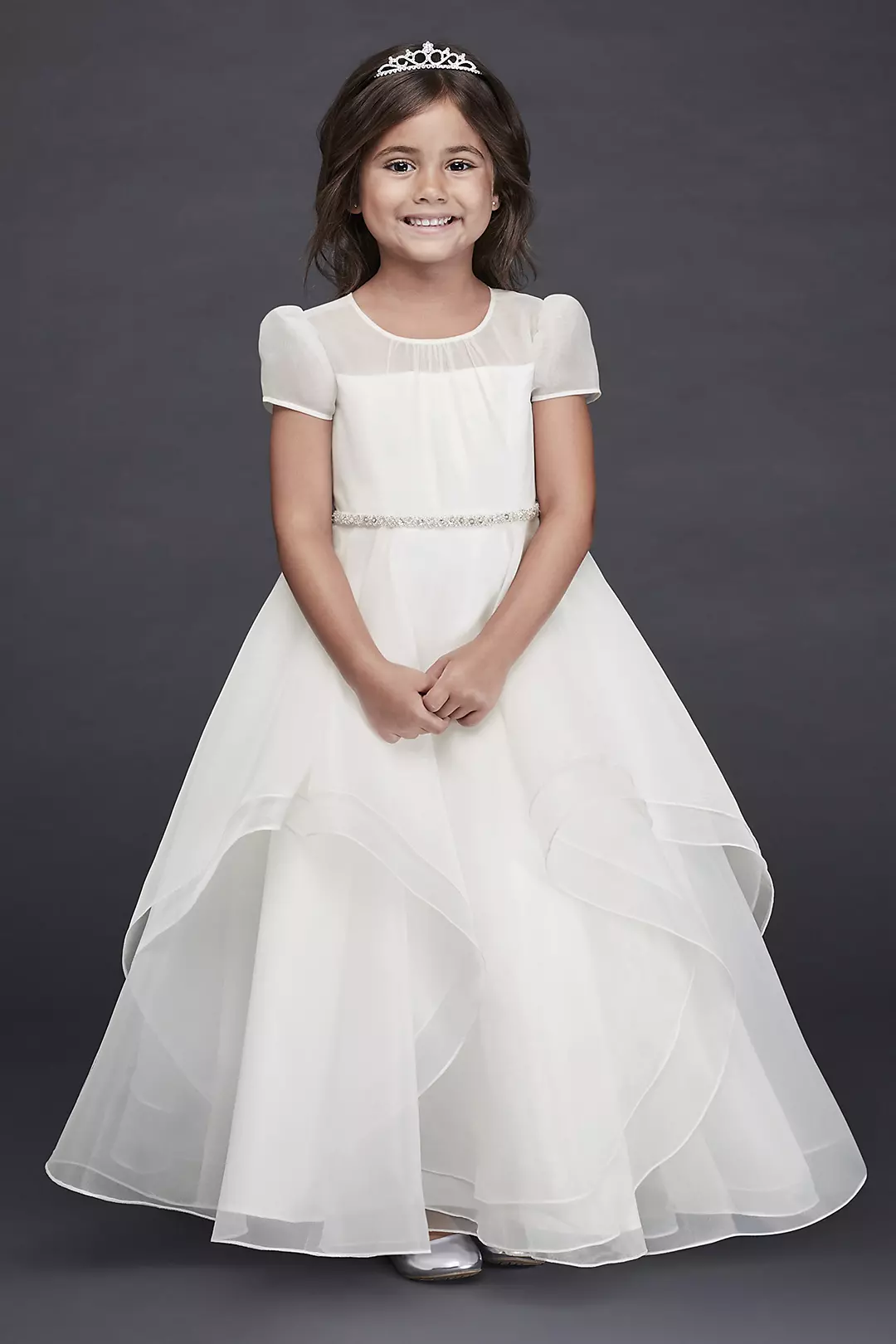 As Is Organza Flower Girl Dress with Crystal Belt Image 3