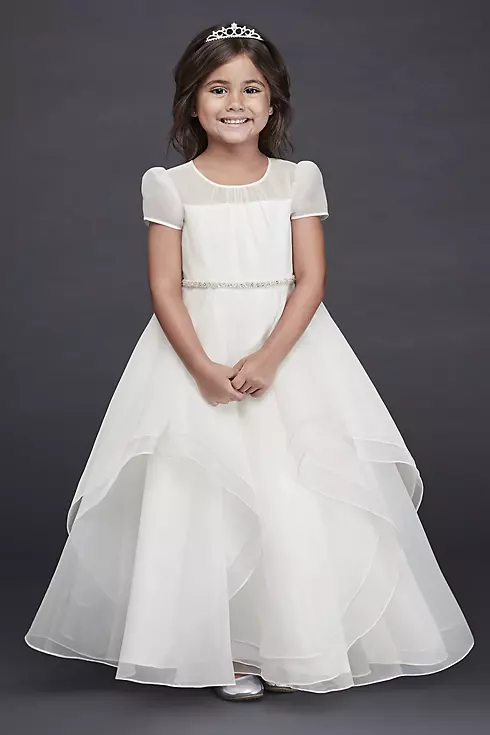 As Is Organza Flower Girl Dress with Crystal Belt Image 3