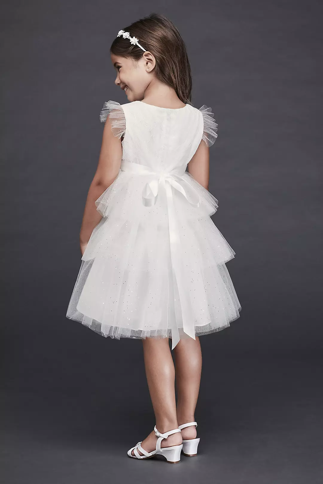 Tiered Sparkle Tulle and Lace Flower Girl Dress Image 2