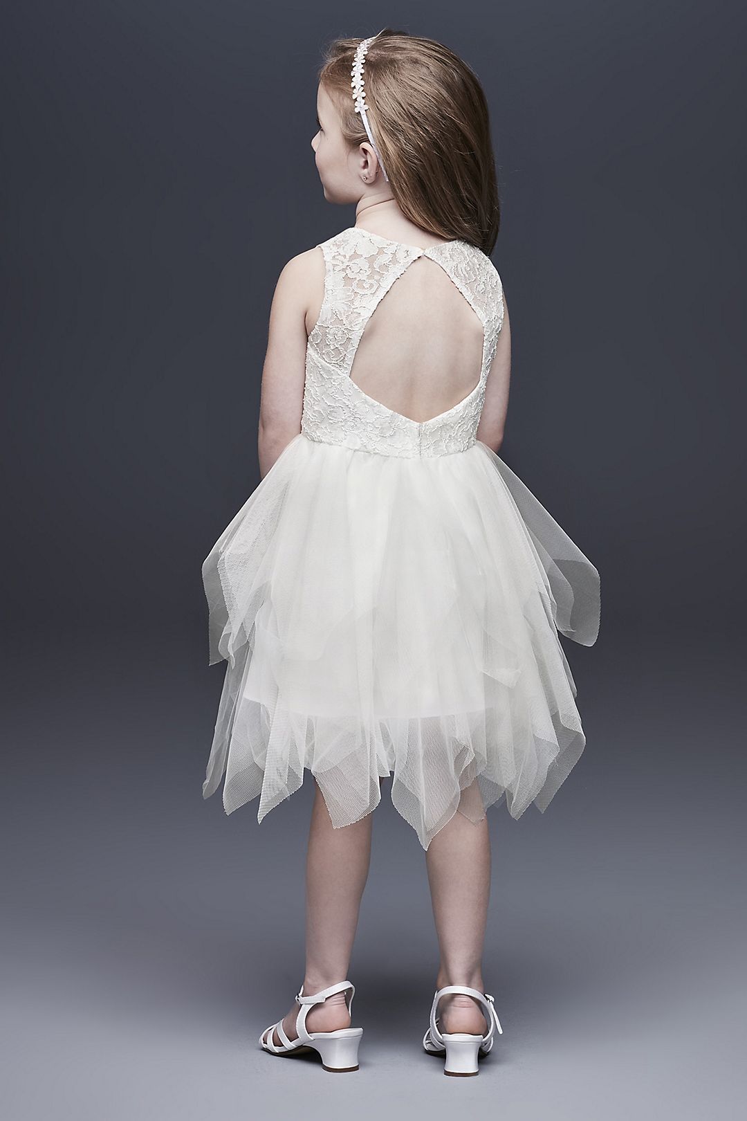 Handkerchief Hem Tulle and Lace Flower Girl Dress Image 2
