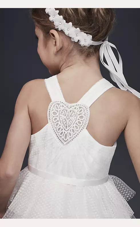 Point d'Esprit Flower Girl Dress with Heart Detail Image 3
