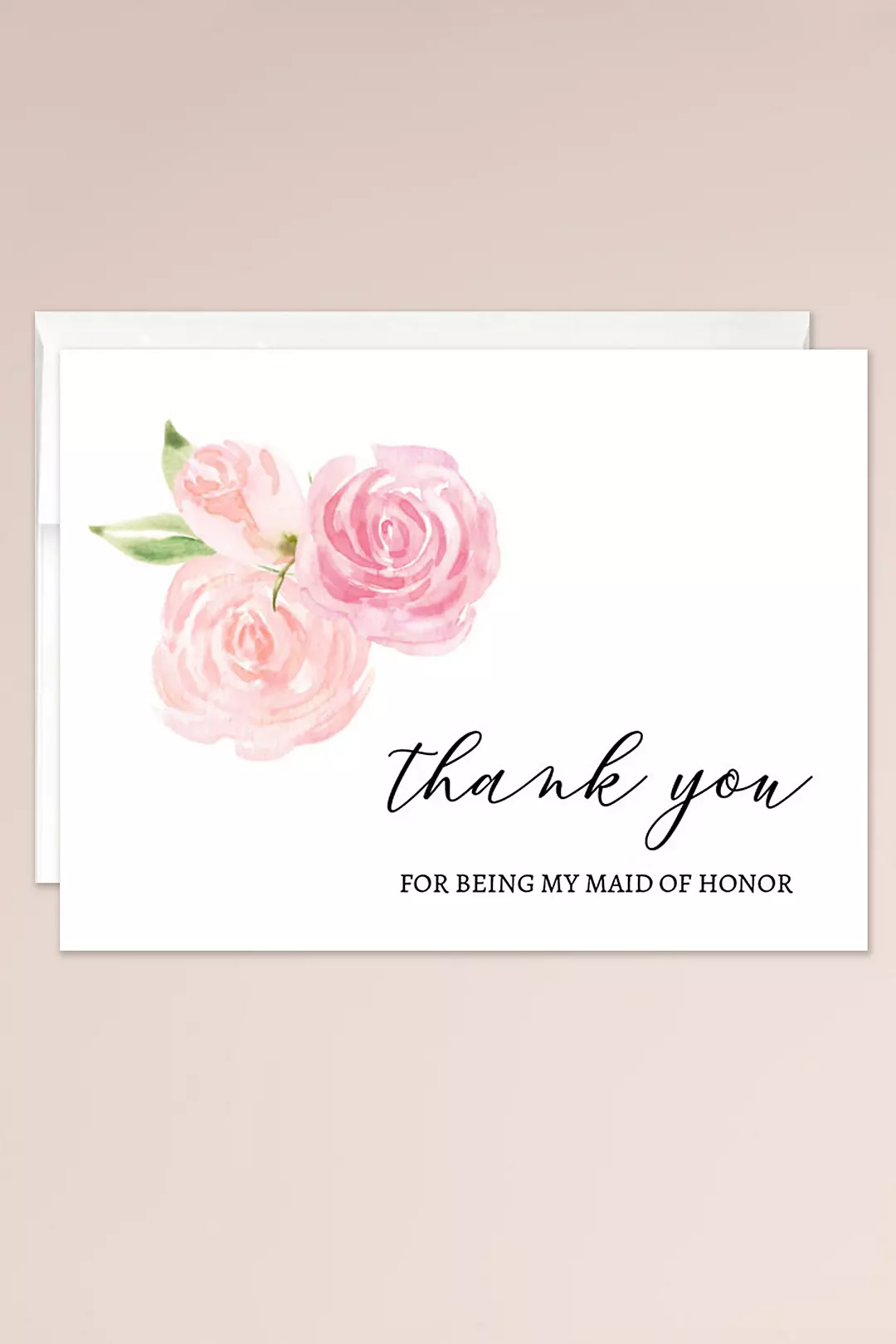 Floral Maid of Honor Thank You Blank Card Image