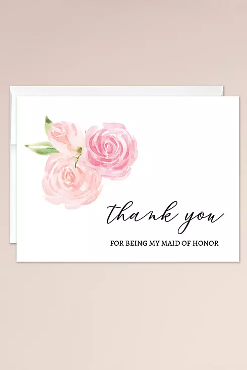 Floral Maid of Honor Thank You Blank Card Image 1