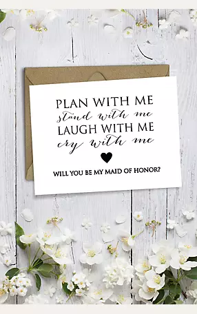 Heart Will You Be My Maid of Honor Wedding Card Image 1