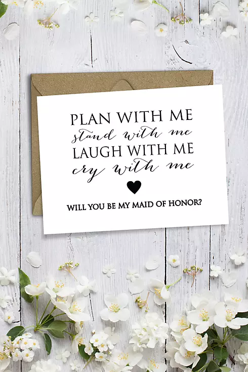 Heart Will You Be My Maid of Honor Wedding Card Image 1