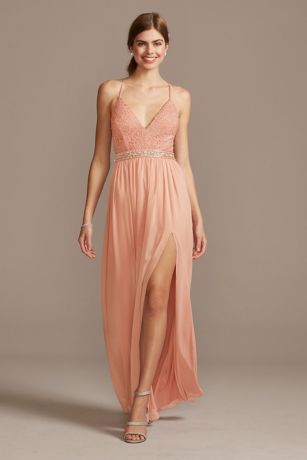 David Bridal Prom Dress Peach