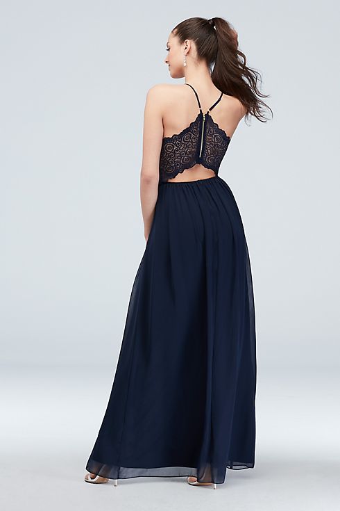 Glittery Lace Deep-V Skinny-Strap Dress with Belt Image 2