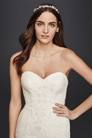 Oleg Cassini Strapless Lace Trumpet Wedding Dress | David's Bridal