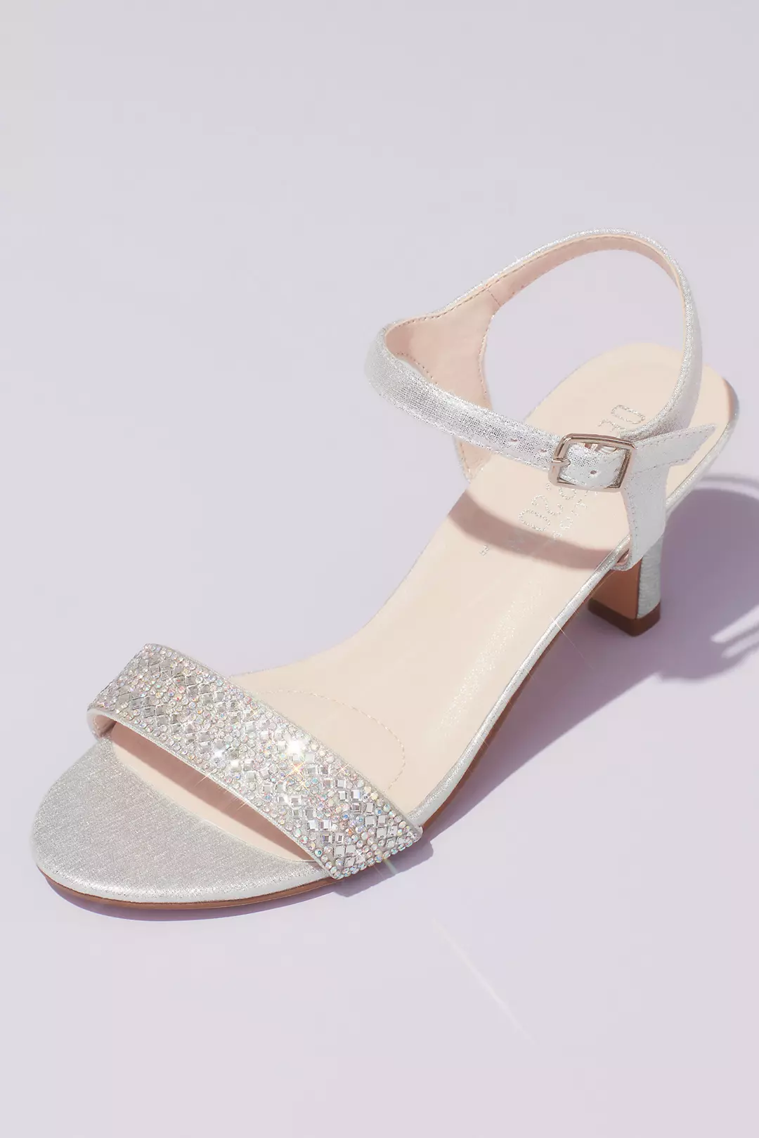 Crystal Encrusted Strap Heeled Ankle Sandals | David's Bridal