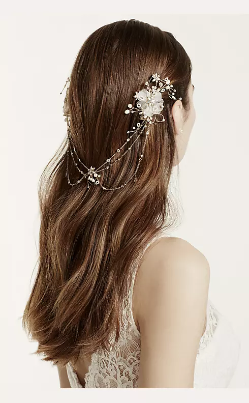Double Flower Headpiece with Chain Swags Image 3