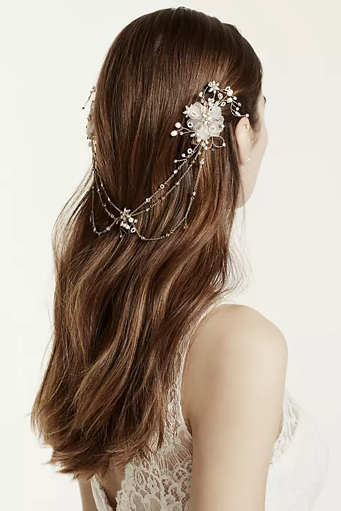 Double Flower Headpiece with Chain Swags Image 3
