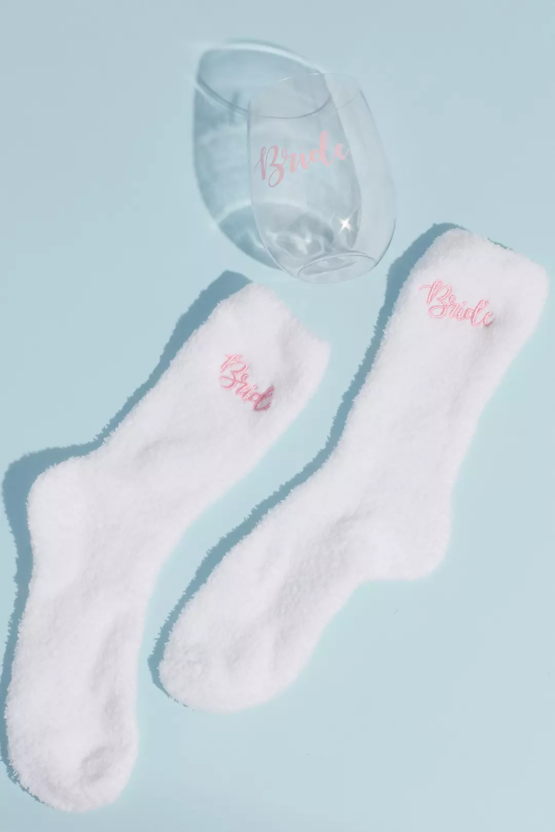 Bride Wine Glass and Fuzzy Socks Gift Set Image