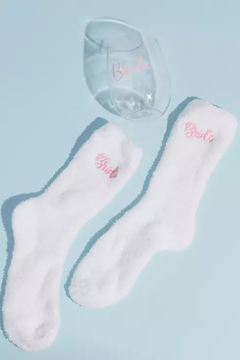 Bride Wine Glass and Fuzzy Socks Gift Set Image 1