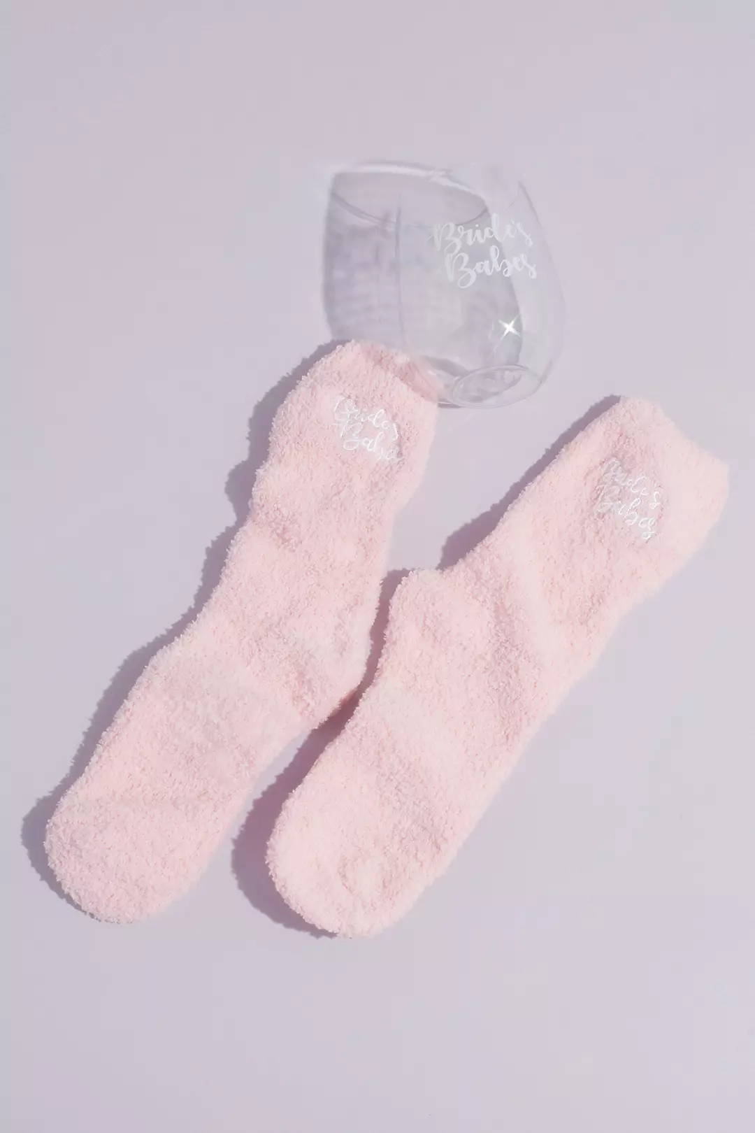 Bride Babes Wine Glass and Fuzzy Socks Gift Set Image