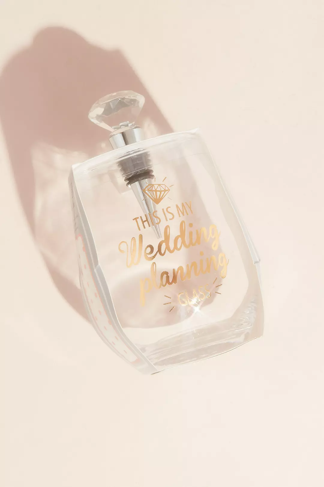 Wedding Planning Glass with Diamond Bottle Stopper Image