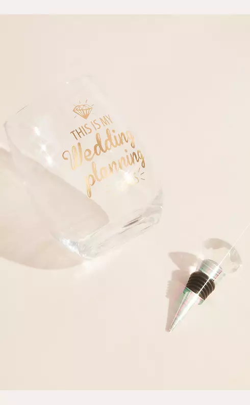 Wedding Planning Glass with Diamond Bottle Stopper Image 2