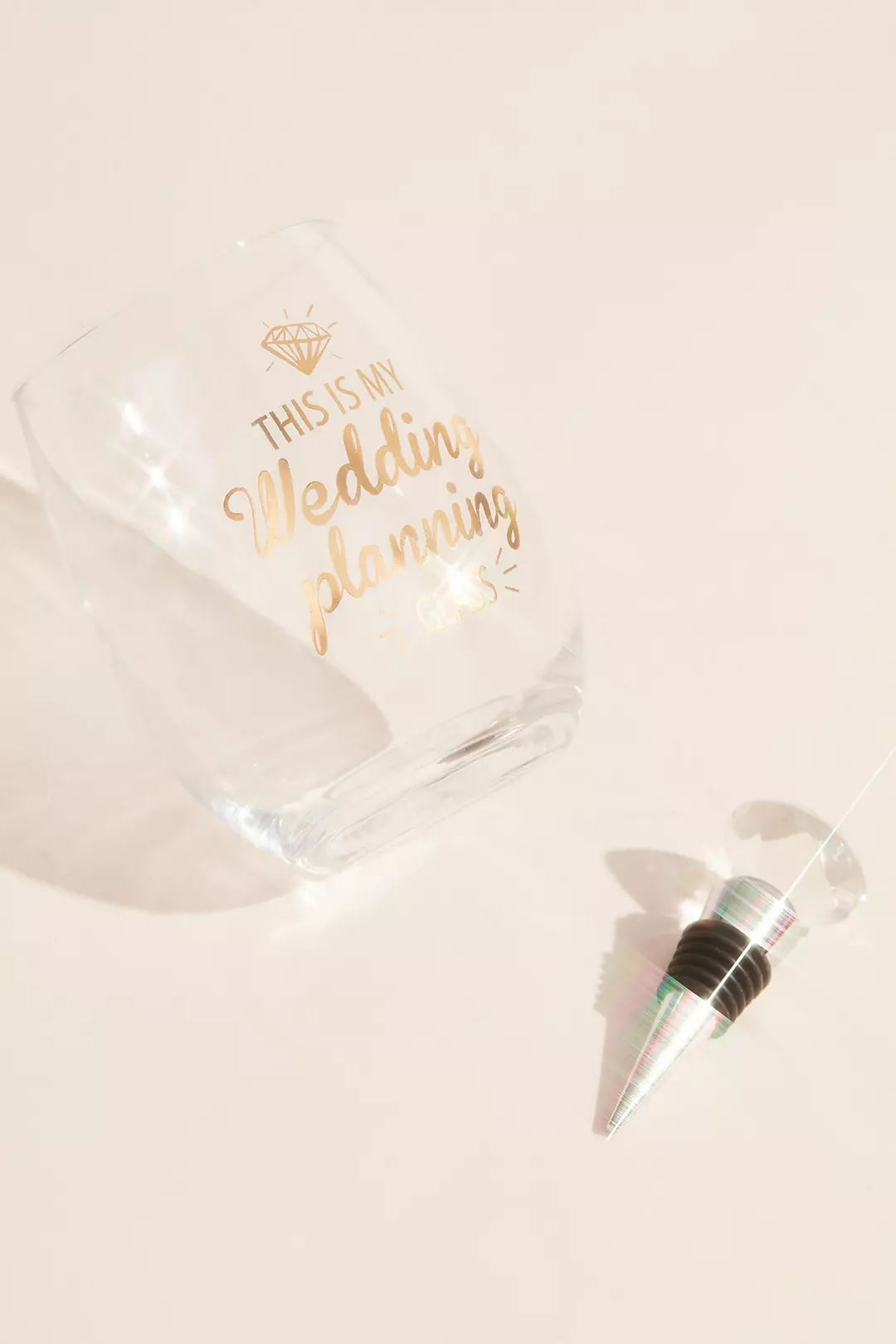Wedding Planning Glass with Diamond Bottle Stopper Image 2