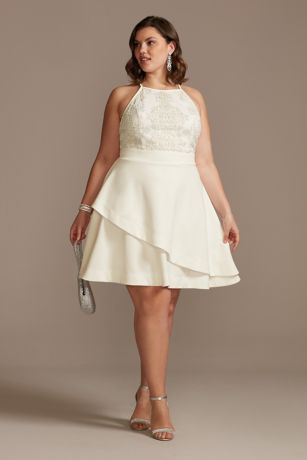 plus size short white dresses for graduation