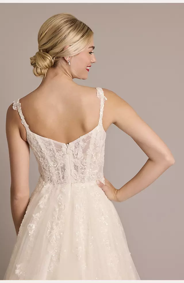 Tulle Tank Ball Gown with Floral Lace Appliques Image 6