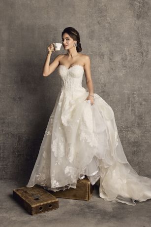 Strapless 3D Floral Organza Wedding Dress | David's Bridal