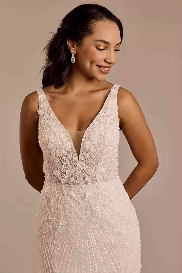 Allover Beaded Tank Wedding Dress | David's Bridal Allover Beaded Tank Wedding Dress | David's Bridal