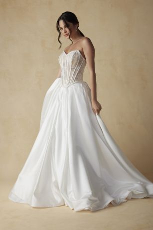 Two-Piece Satin Off-the-Shoulder Corset Ball Gown David's Bridal